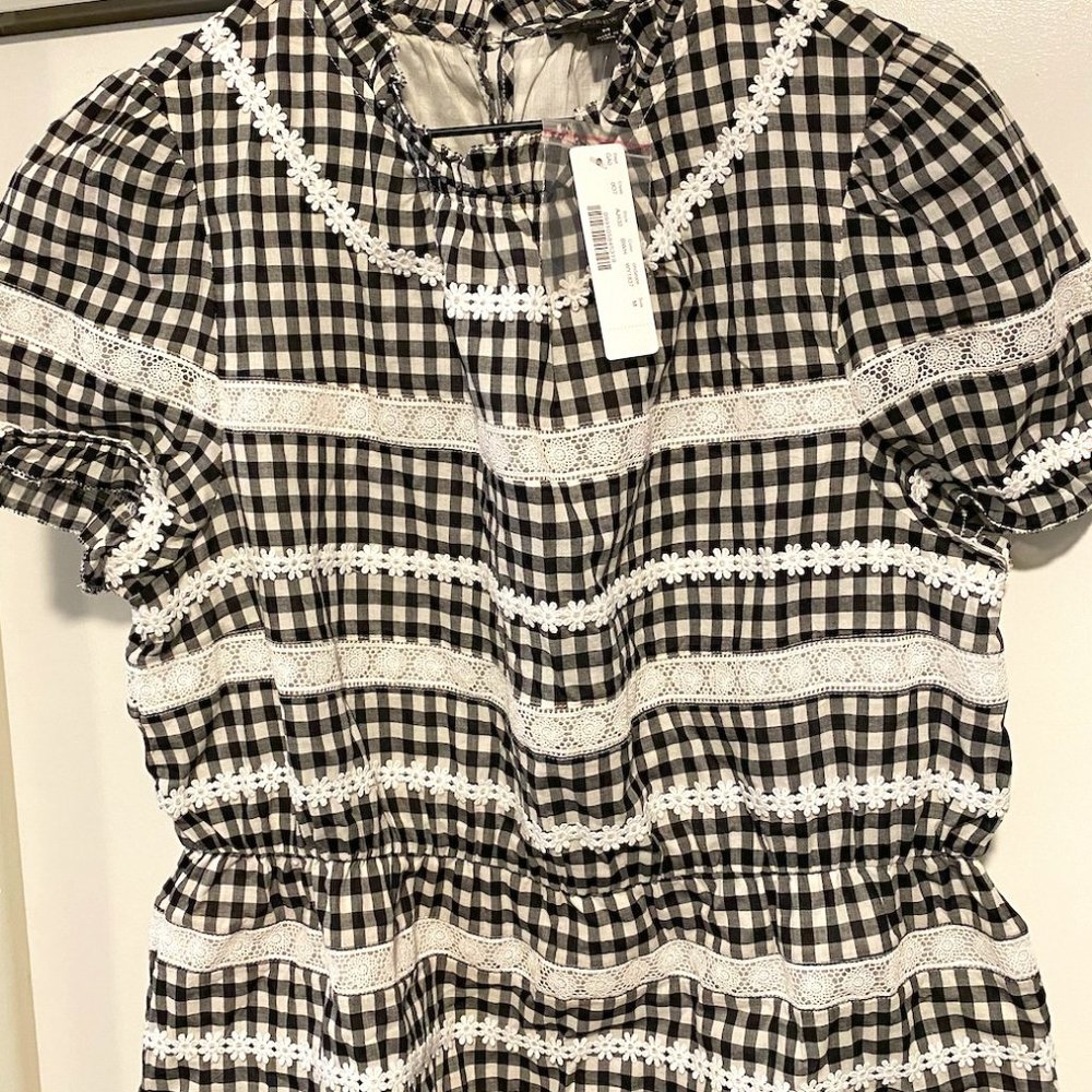 J Crew Plaid with Daisy Print, Size M (NEW: With Tags)